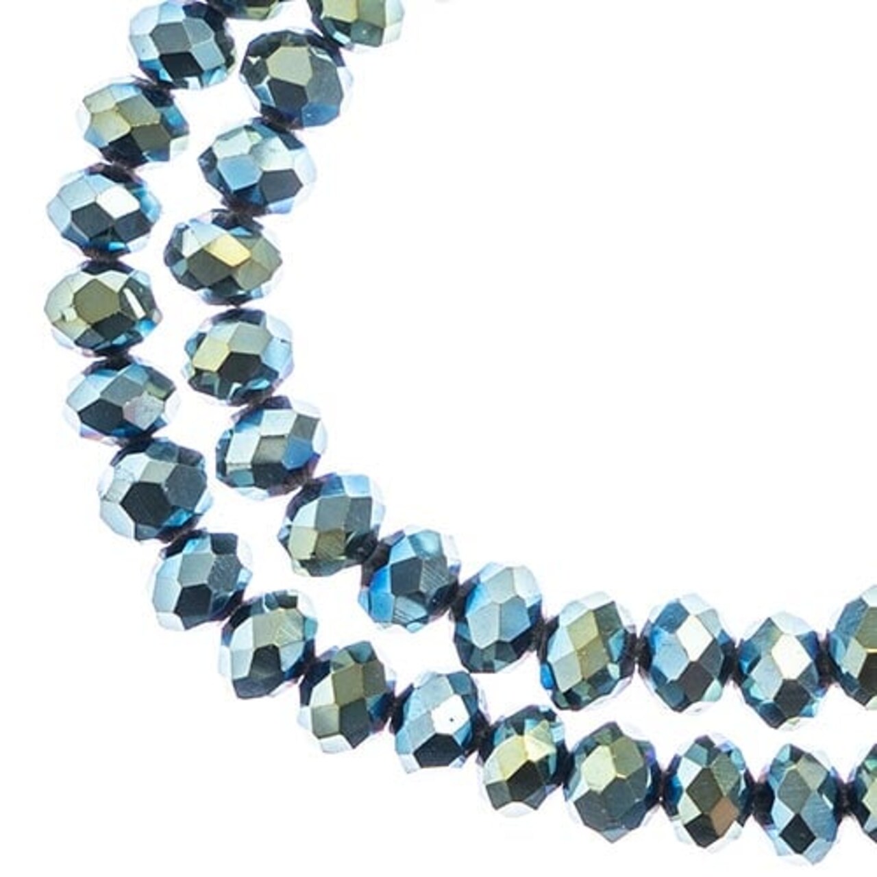 Crystal Lane DIY 2-Strand 7in Opaque Iris Finish Glass Rondelle Donut Bead Strands